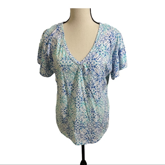 Lauren Ralph Lauren black label v neck top size small pattern. Baumwolle cotton - Picture 2 of 12